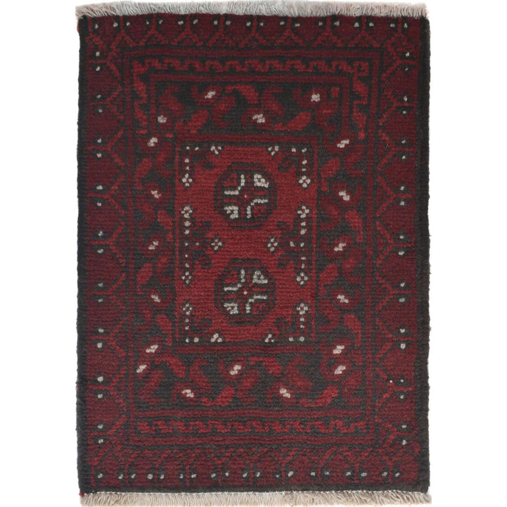 Red Afghan Oriental Rug 1' 6" x 2' 1" Hand-Knotted | No. AL18218