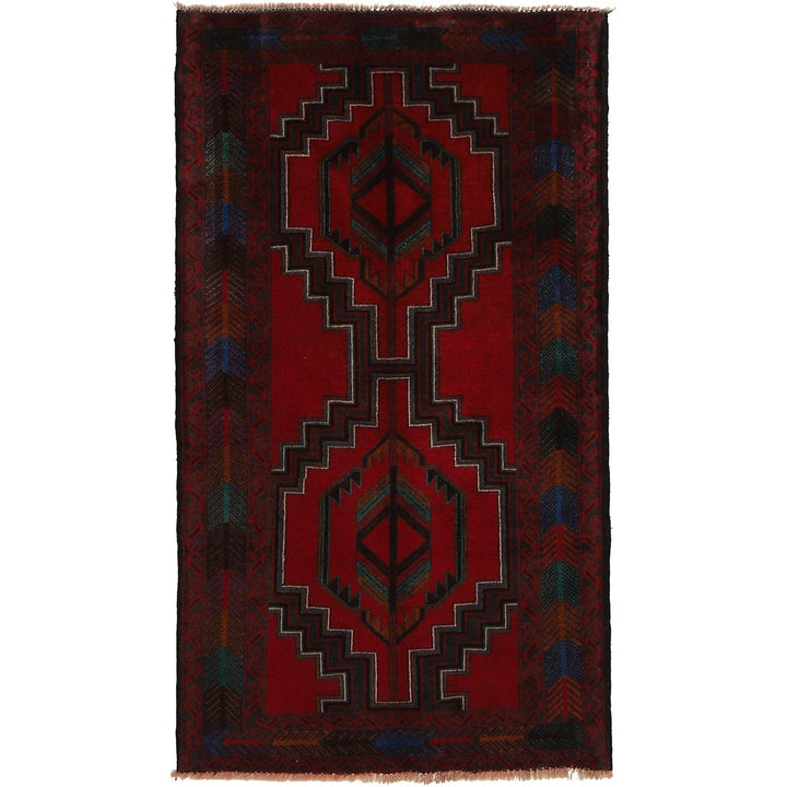 Afghan Baluchi Rug 2' 9" x 4' 11" Hand-Knotted | No. AL18222
