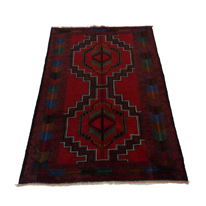 Afghan Baluchi Rug 2' 9" x 4' 11" Hand-Knotted | No. AL18222