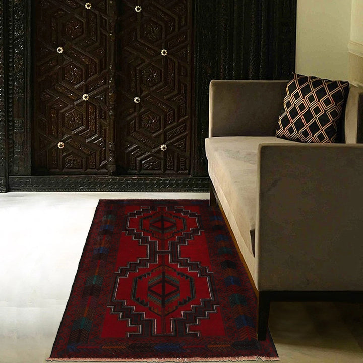 Afghan Baluchi Rug 2' 9" x 4' 11" Hand-Knotted | No. AL18222