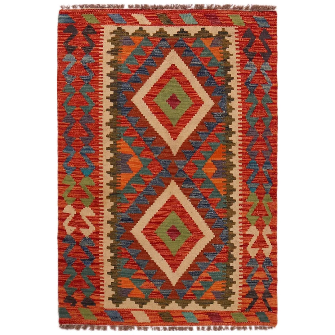 Afghan Kilim Rug 2' 9" x 4' 2" Flat-Weave | No. AL18240