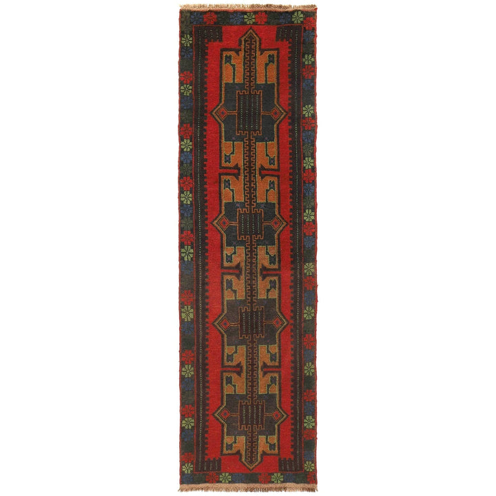 Afghan Baluchi Rug 2' 4" x 9' 4" Hand-Knotted | No. AL18252