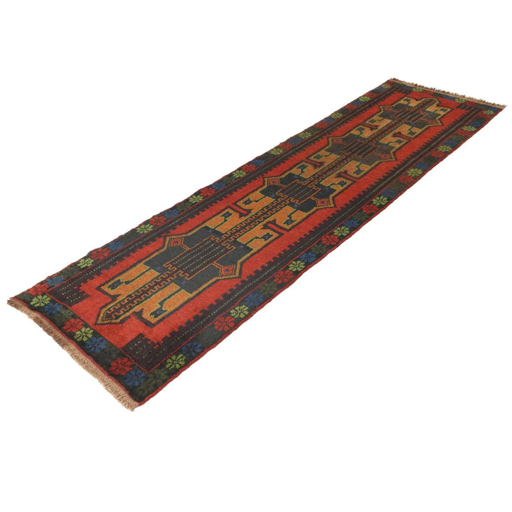 Afghan Baluchi Rug 2' 4" x 9' 4" Hand-Knotted | No. AL18252