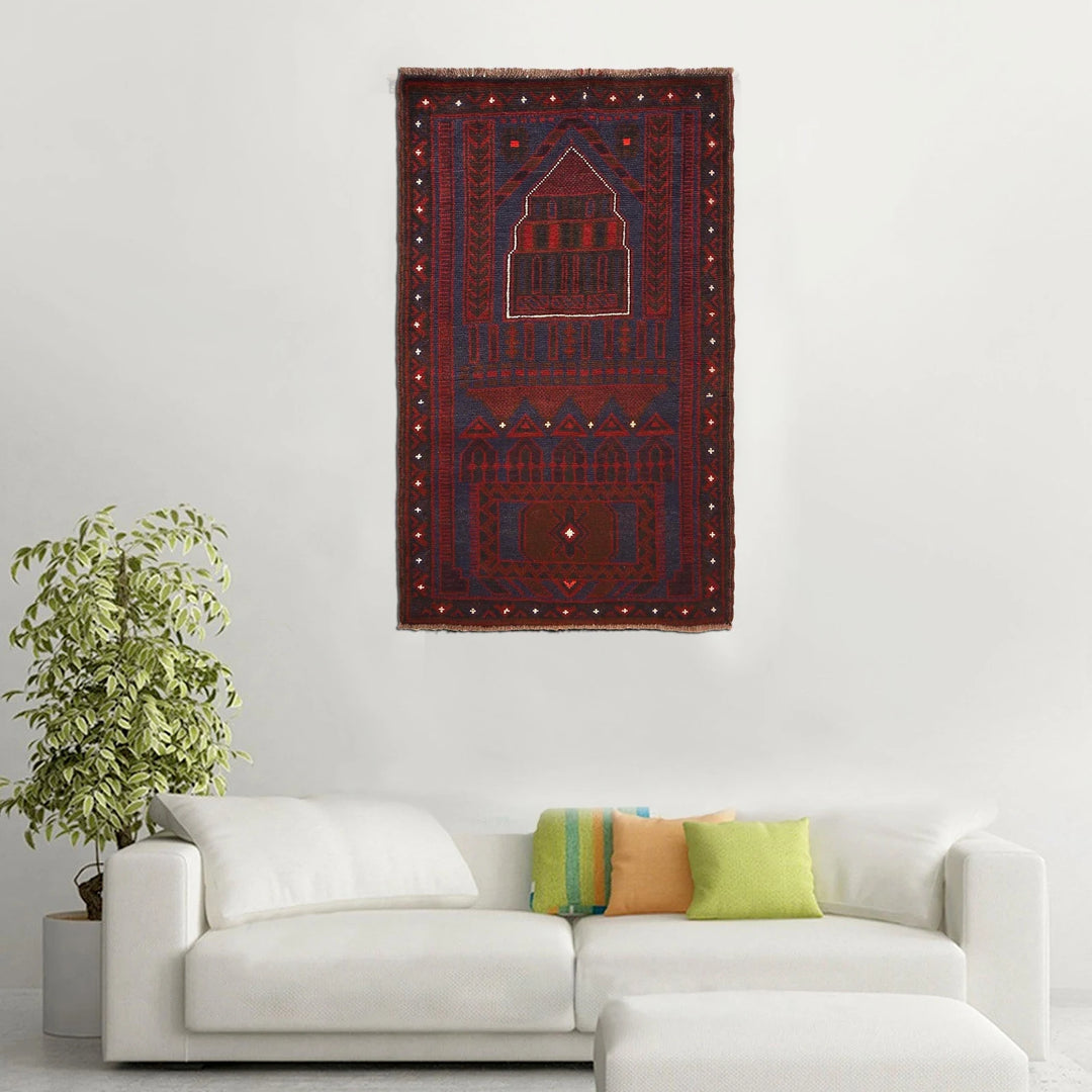 Afghan Prayer Rug 2' 7" x 4' 5" Hand-Knotted | No. AL18257