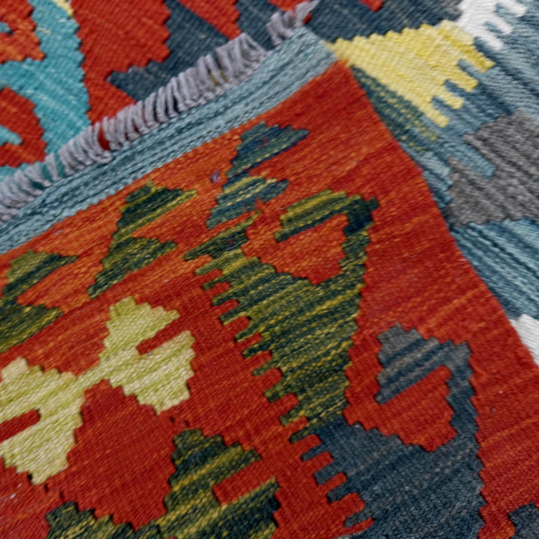 Afghan Vegetable Kilim Rug 5' 1" x 6' 8" Flat-Weave | No. AL182786