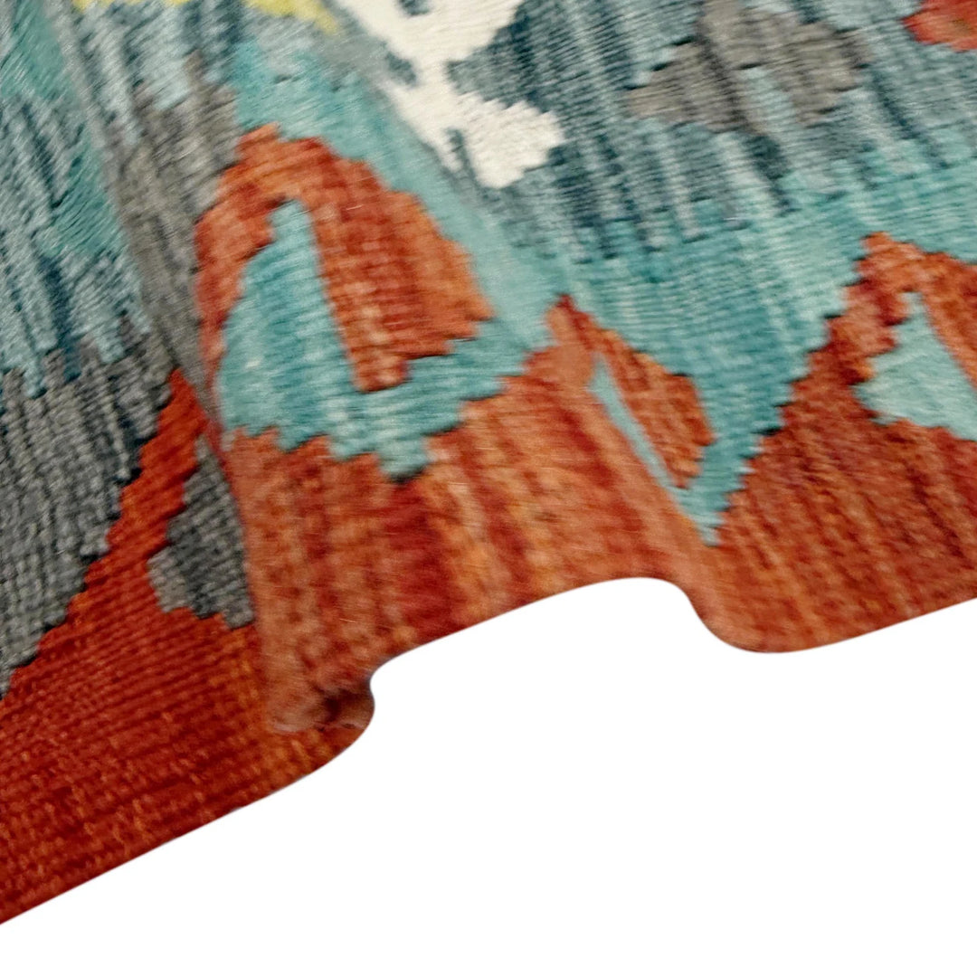 Afghan Vegetable Kilim Rug 5' 1" x 6' 8" Flat-Weave | No. AL182786