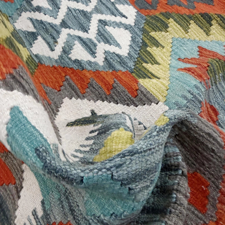 Afghan Vegetable Kilim Rug 5' 1" x 6' 8" Flat-Weave | No. AL182786