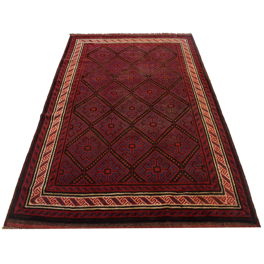Afghan Baluchi Rug 4'11" x 7'6" Hand-Knotted | No. AL18295