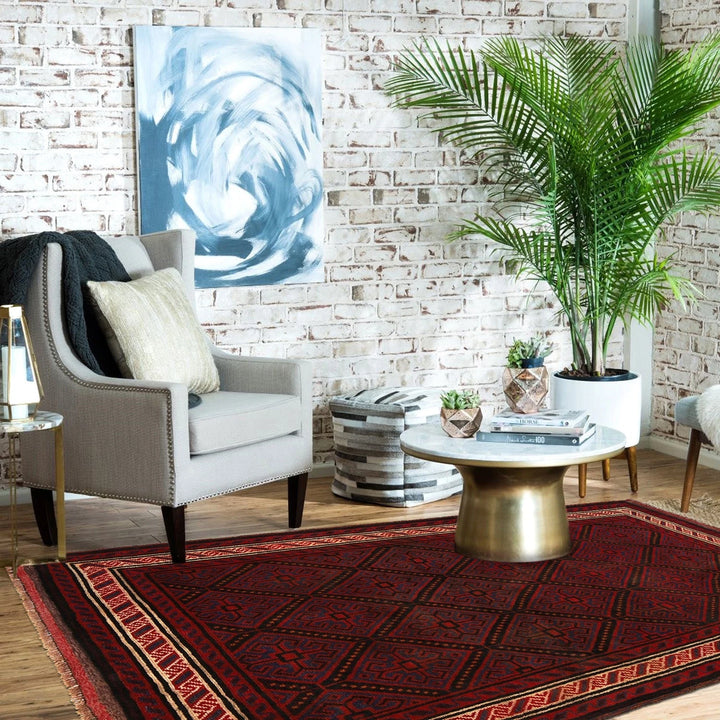 Afghan Baluchi Rug 4'11" x 7'6" Hand-Knotted | No. AL18295