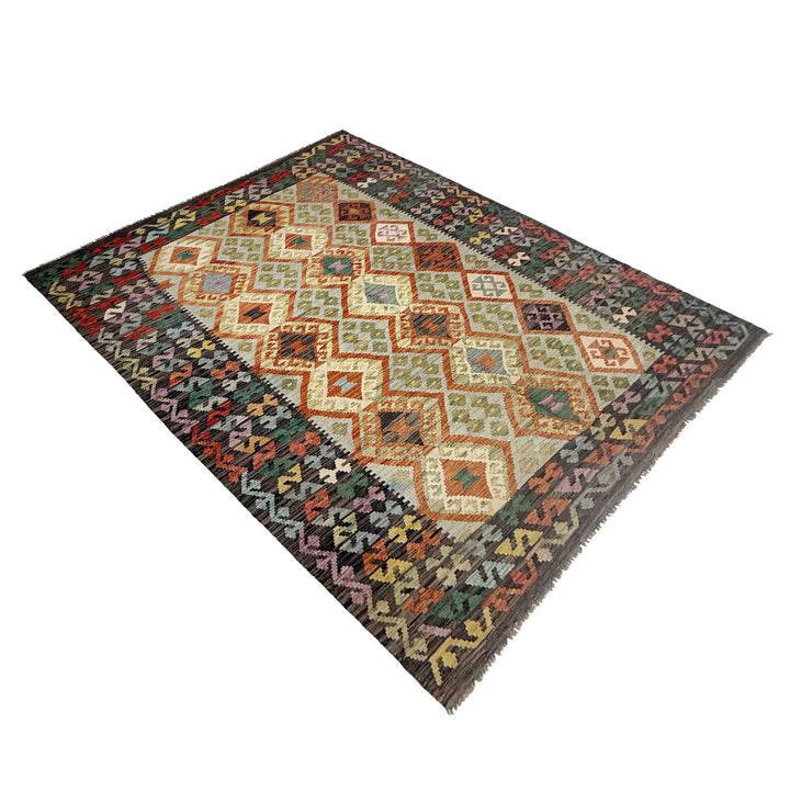 Afghan Vegetable Kilim Rug 5'7" x 8'0" Flat-Weave | No. AL183319