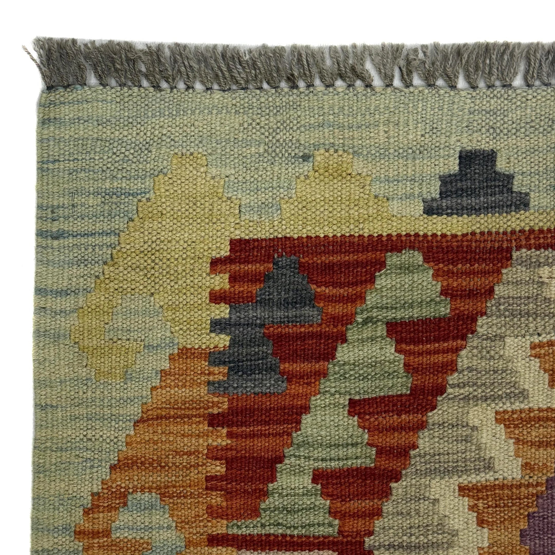 Afghan Vegetable Kilim Rug 3' 3" x 4' 8" Flat-Weave | No. AL183368