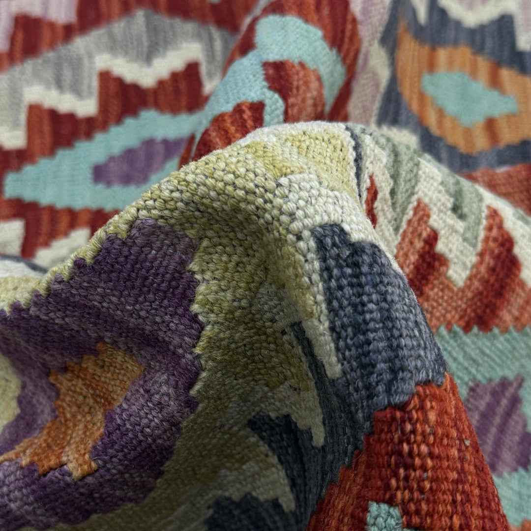 Afghan Vegetable Kilim Rug 3' 3" x 4' 8" Flat-Weave | No. AL183368