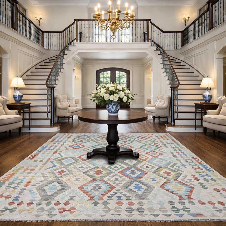 Afghan Vegetable Kelim Rug 8' 2" x 11' 1" Flat-Weave | No. AL18341