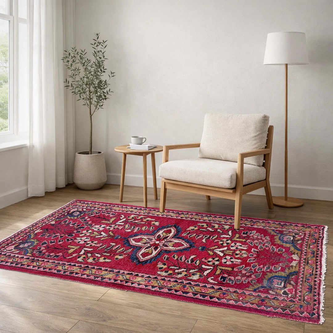 Red Afghan Baluchi Rug 2' 3" x 4' 3" Hand-Knotted | No. AL18363