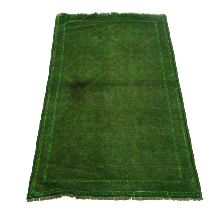 Green Pakistani Overdye Rug 2' 7" x 4' 3" Hand-Knotted | No. AL18375