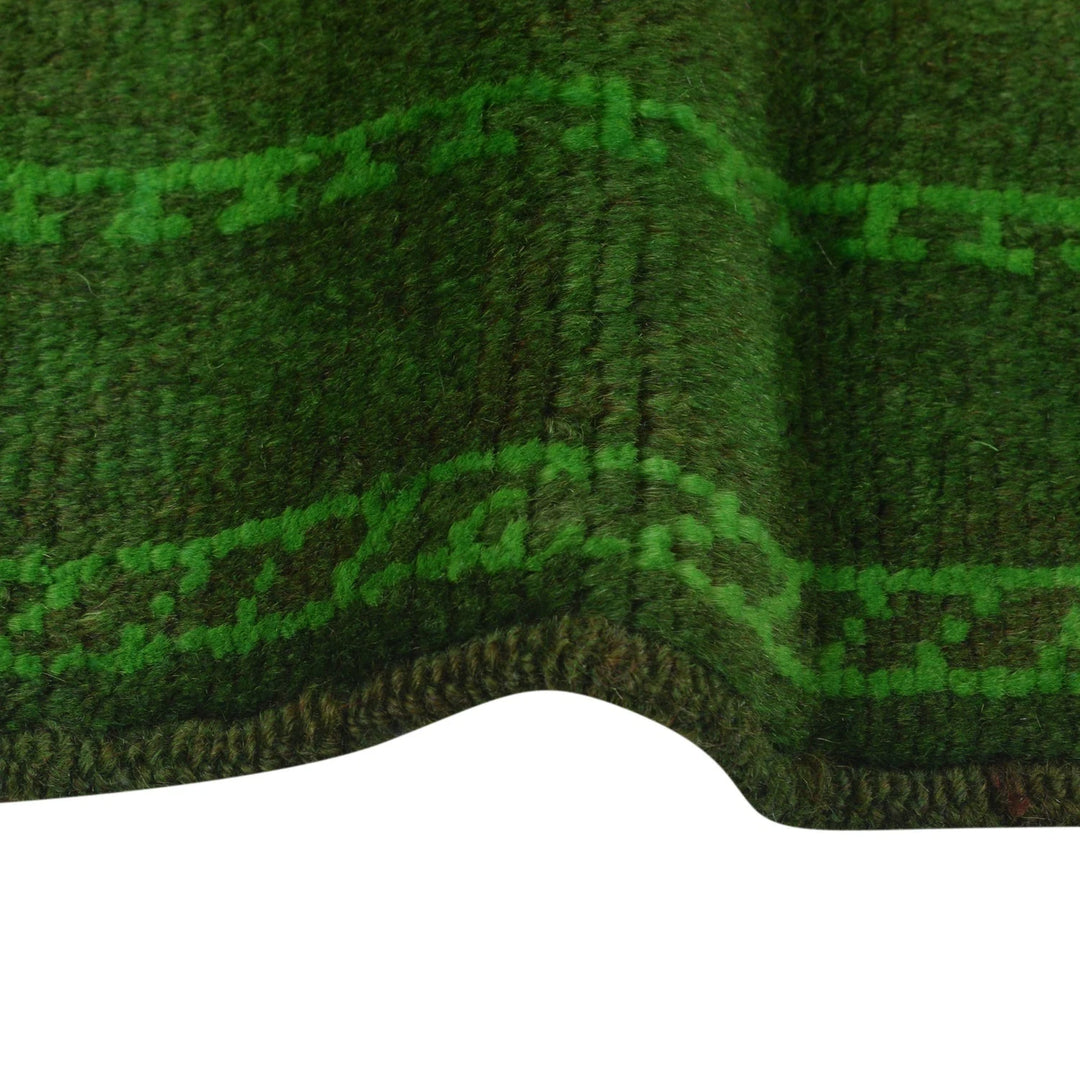 Green Pakistani Overdye Rug 2' 7" x 4' 3" Hand-Knotted | No. AL18375
