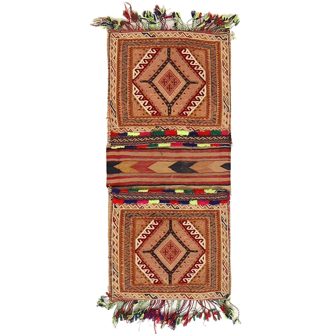 Afghan Saddle Bag Rug 1' 3" x 2' 7" Hand-Knotted | No. AL18405
