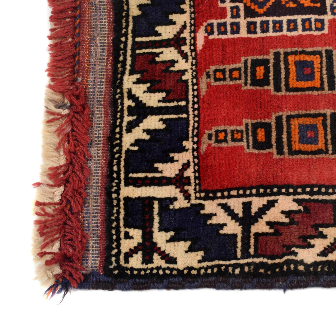 Red Afghan Prayer Rug 2' 9" x 4' 5" Hand-Knotted | No. AL18420