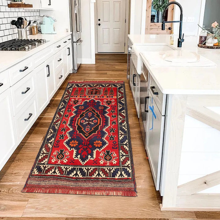 Red Afghan Prayer Rug 2' 9" x 4' 5" Hand-Knotted | No. AL18420