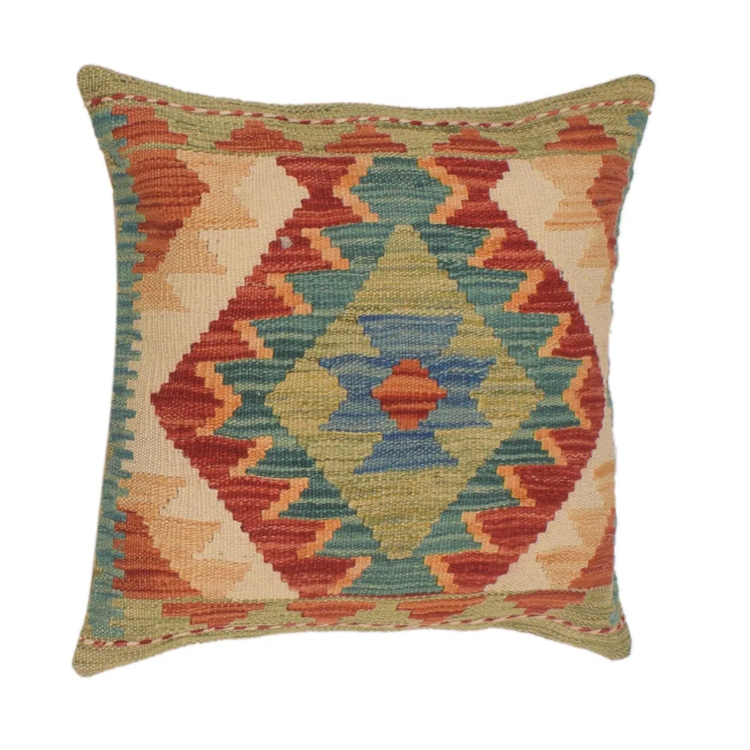 Afghan Kilim Cushion Cover 1' 7" x 1' 7" Flat-Weave | No. AL18439