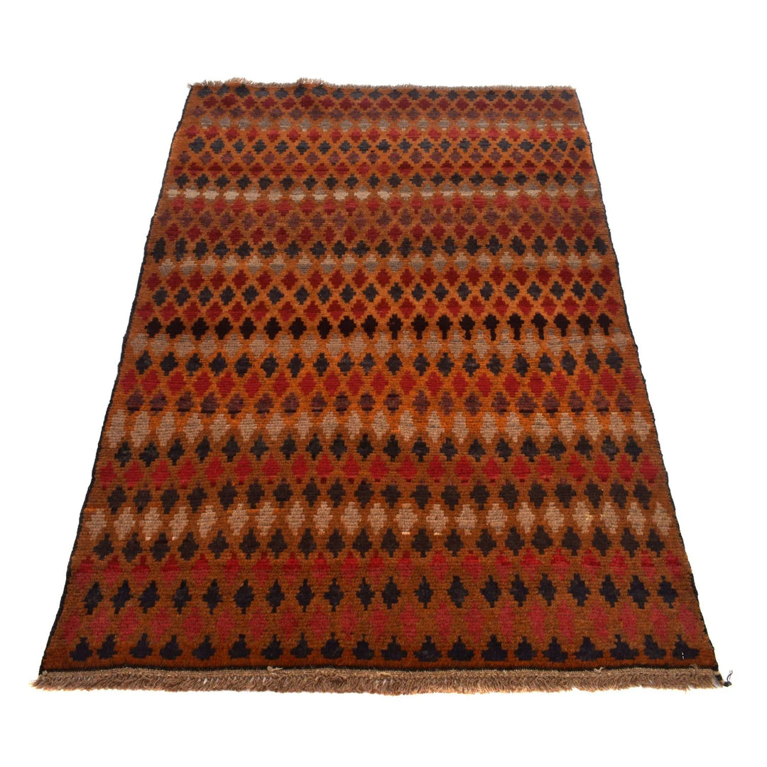 Orange Afghan Baluchi Rug 3' 7" x 5' 7" Hand-Knotted | No. AL18457