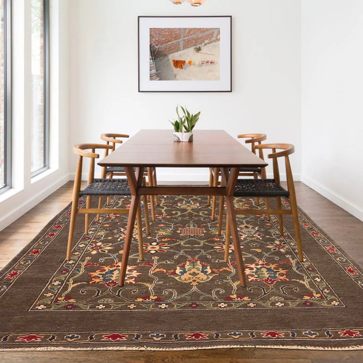 Brown Afghan Sultani Rug 4' 5" x 7' 1" Hand-Knotted | No. AL18473