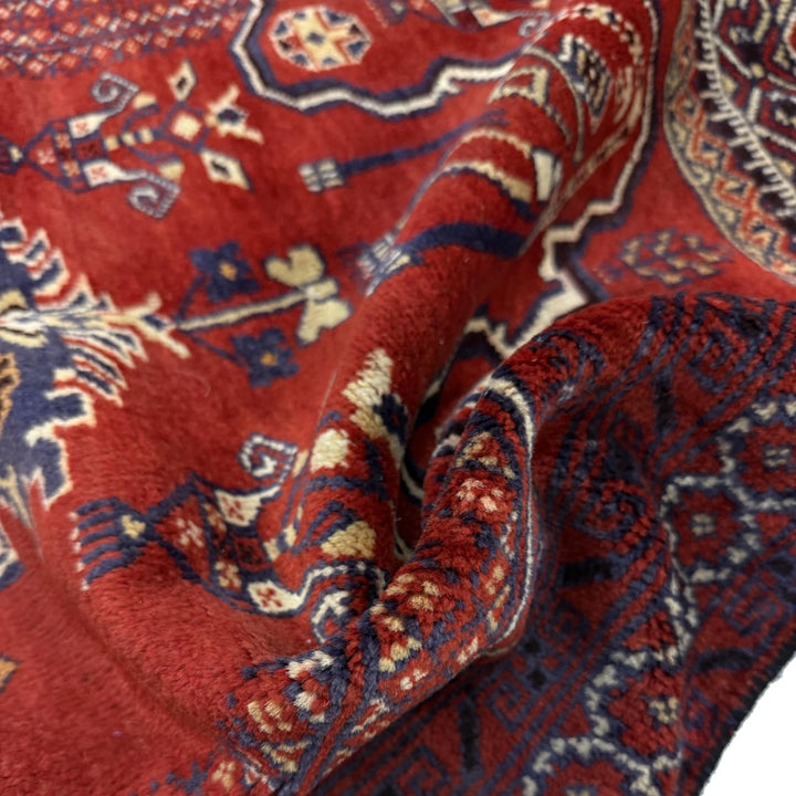 Red Afghan Prayer Rug 2' 10" x 4' 2" Hand-Knotted | No. AL18477
