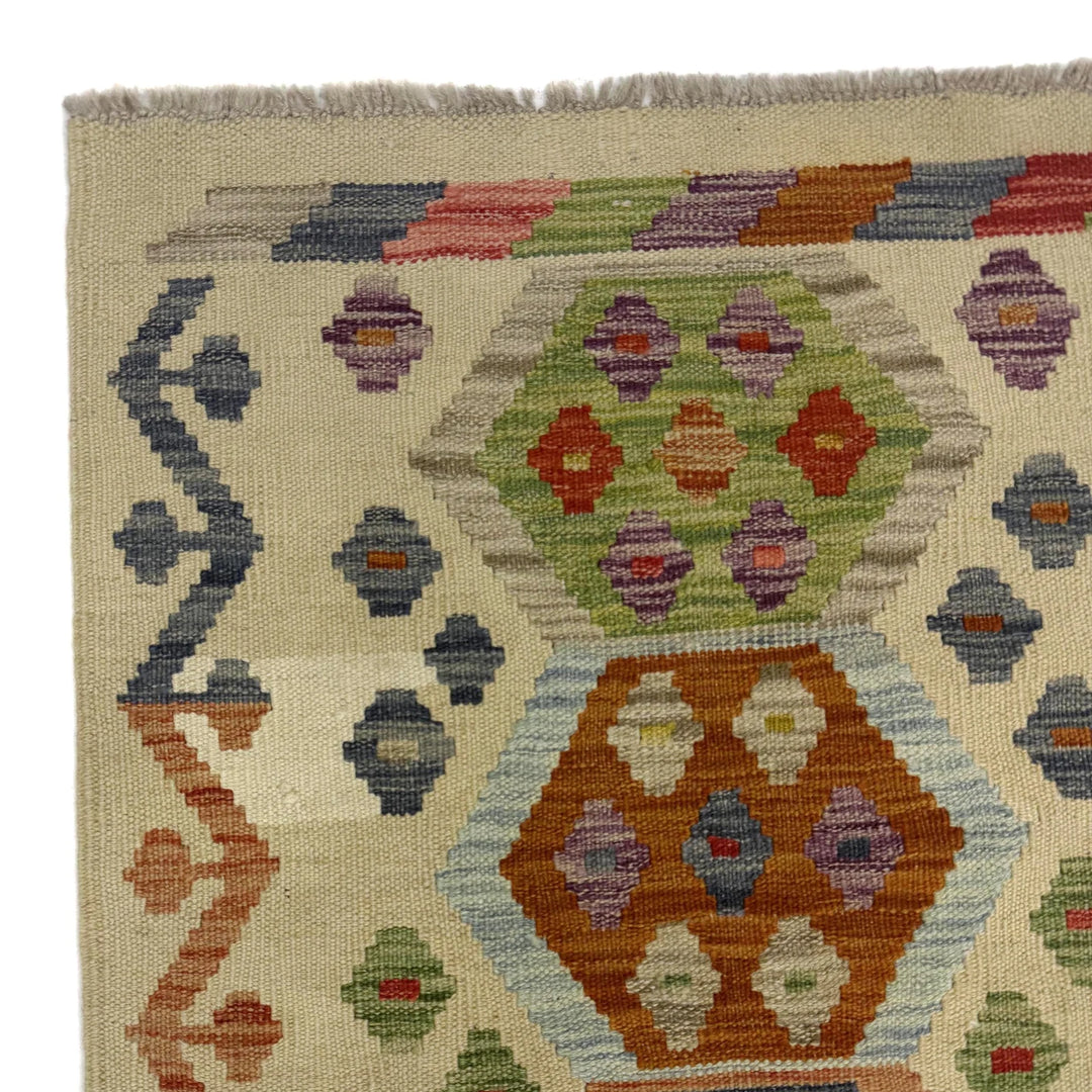 Afghan Vegetable Kilim Rug 2' 2" x 5' 9" Flat-Weave | No. AL185337