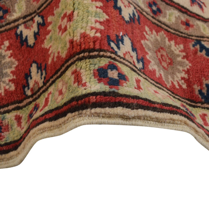 Ivory Afghan Kazak Rug 3' 5" x 4' 9" Hand-Knotted | No. AL18548