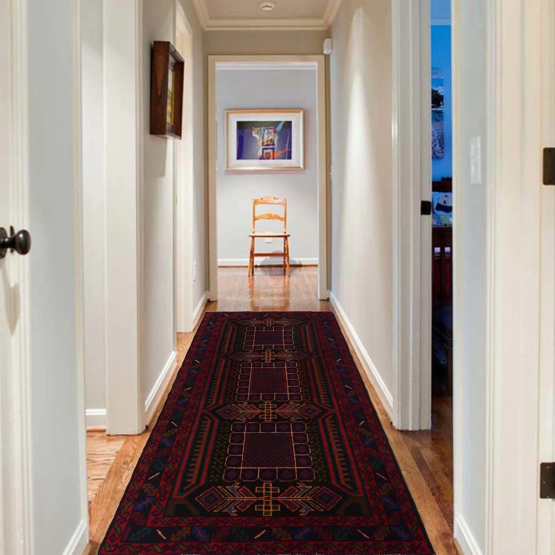 Afghan Baluchi Rug 3' 1" x 6' 1" Hand-Knotted | No. AL18569
