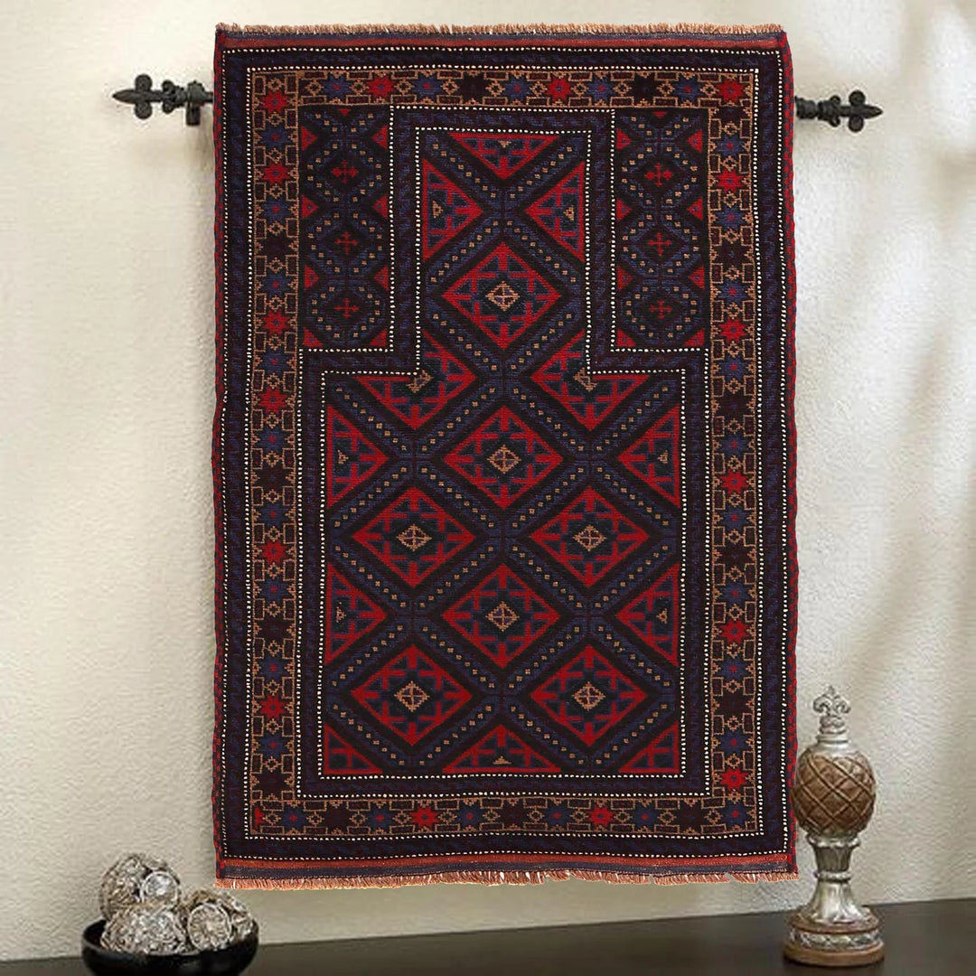 Beige Afghan Prayer Rug 2' 7" x 4' 6" Hand-Knotted | No. AL18577