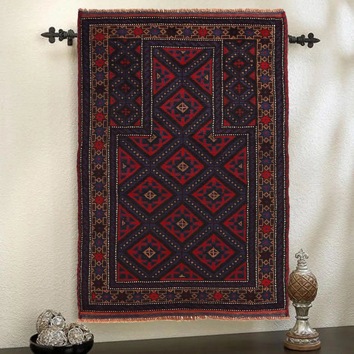 Beige Afghan Prayer Rug 2' 7" x 4' 6" Hand-Knotted | No. AL18577