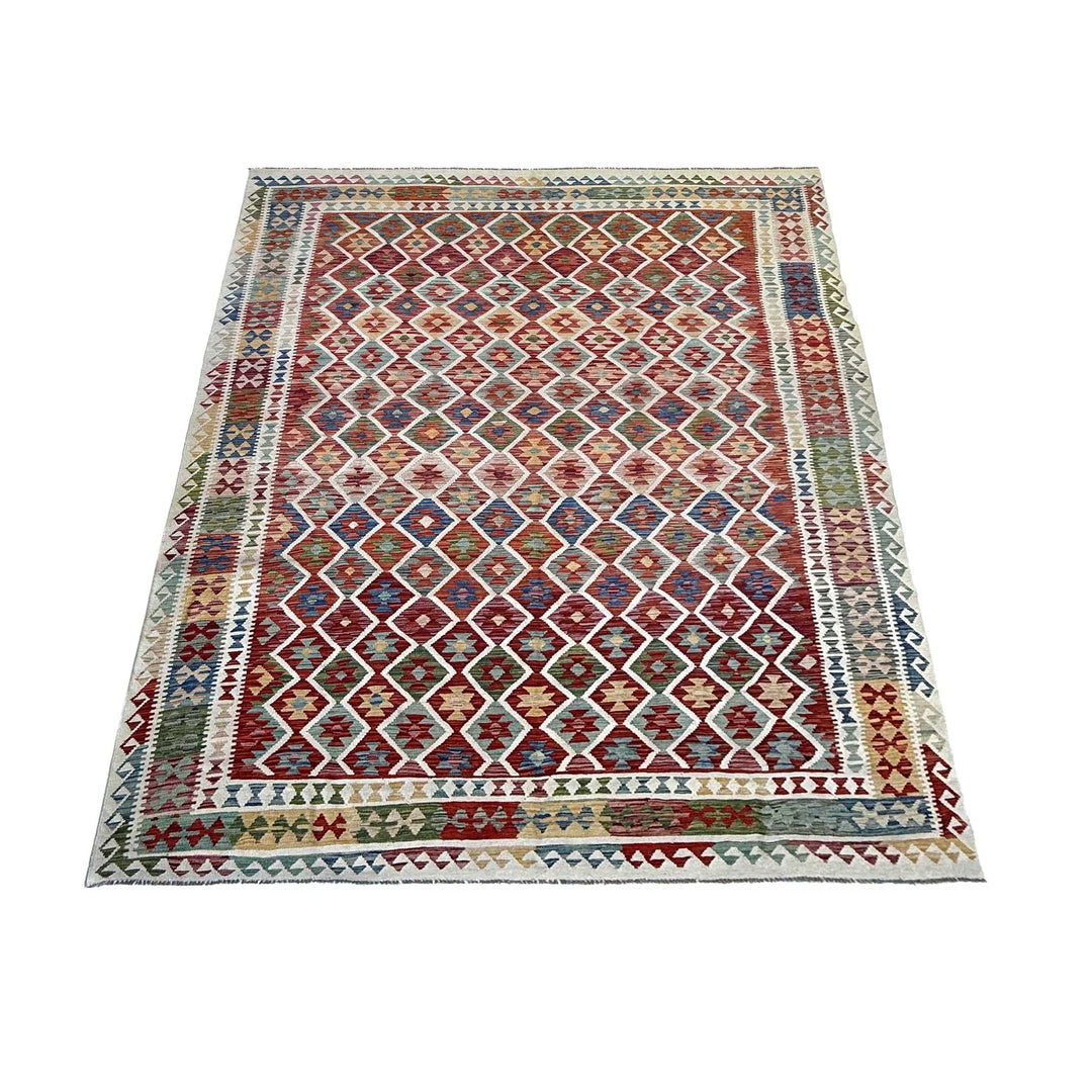 Afghan Vegetable Kilim Rug 9'7" x 12'11" Flat-Weave | No. AL186176