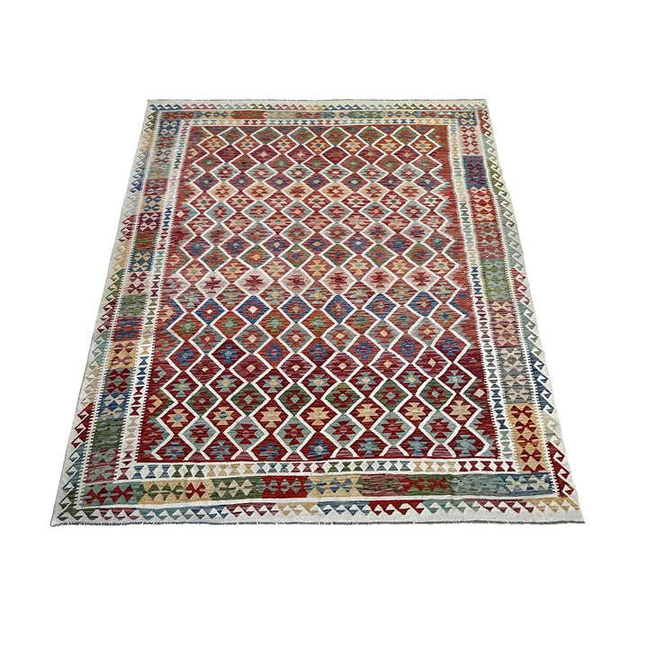 Afghan Vegetable Kilim Rug 9'7" x 12'11" Flat-Weave | No. AL186176