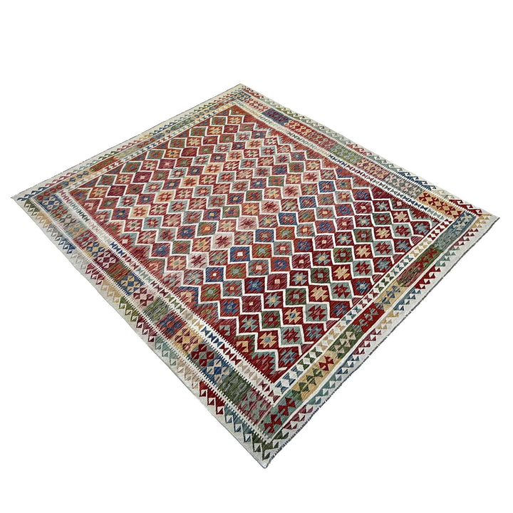 Afghan Vegetable Kilim Rug 9'7" x 12'11" Flat-Weave | No. AL186176