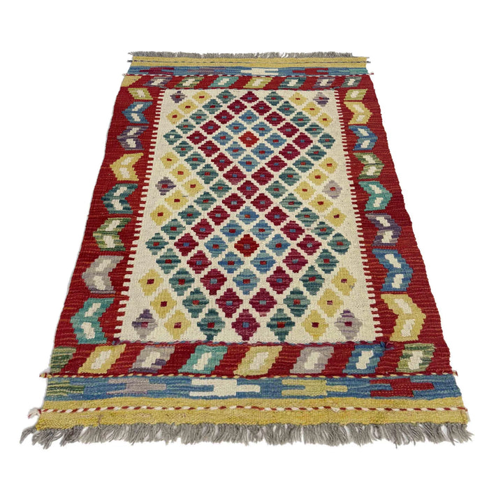Afghan Vegetable Kilim Rug 2' 7" x 4' 0" Flat-Weave | No. AL186823