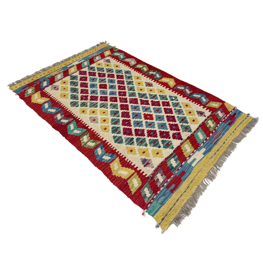 Afghan Vegetable Kilim Rug 2' 7" x 4' 0" Flat-Weave | No. AL186823