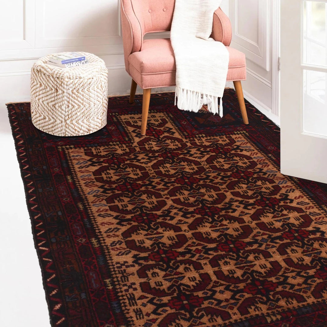 Afghan Prayer Rug 2' 9" x 3' 9" Hand-Knotted | No. AL18683