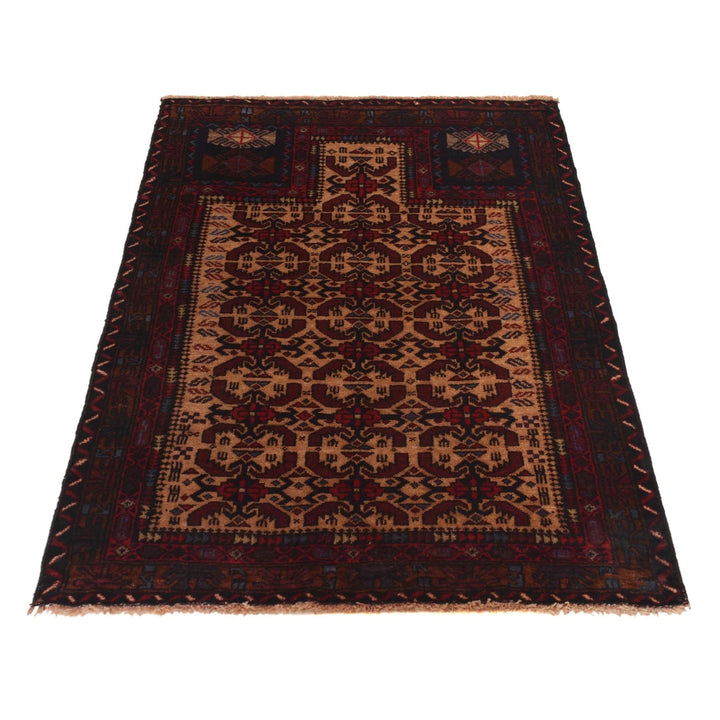 Afghan Prayer Rug 2' 9" x 3' 9" Hand-Knotted | No. AL18683