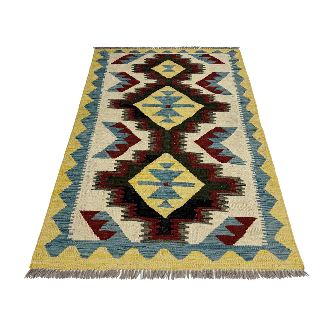 Afghan Vegetable Kilim Rug 2' 9" x 4' 2" Flat-Weave | No. AL186921