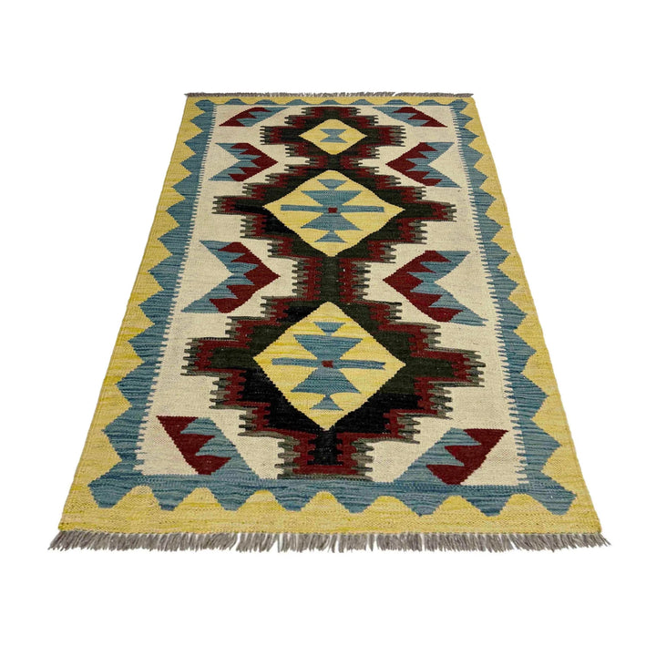Afghan Vegetable Kilim Rug 2' 9" x 4' 2" Flat-Weave | No. AL186921
