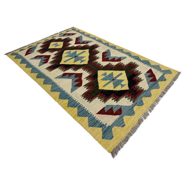 Afghan Vegetable Kilim Rug 2' 9" x 4' 2" Flat-Weave | No. AL186921