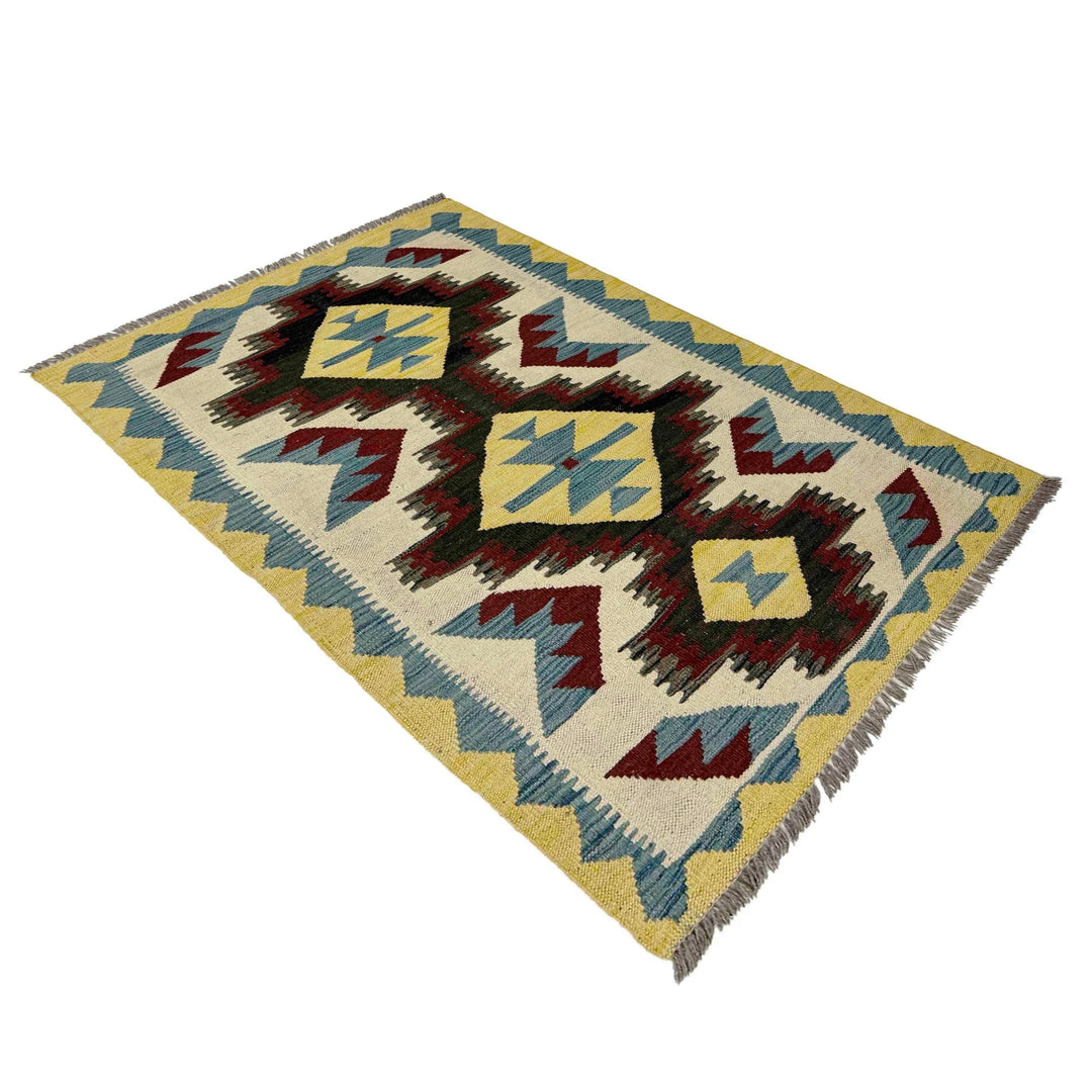 Afghan Vegetable Kilim Rug 2' 9" x 4' 2" Flat-Weave | No. AL186921