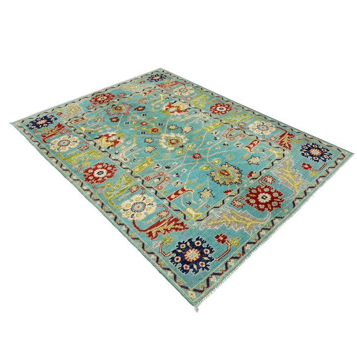 Blue Afghan Sultani Rug 4' 0" x 5' 8" Hand-Knotted | No. AL18739