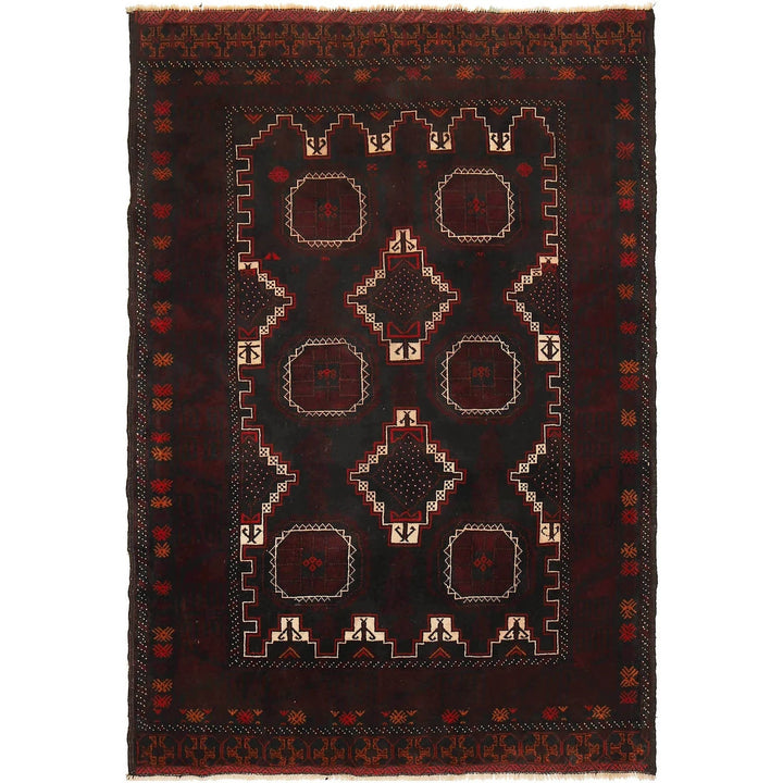 Afghan Baluchi Rug 4' 6" x 6' 5" Hand-Knotted | No. AL18742