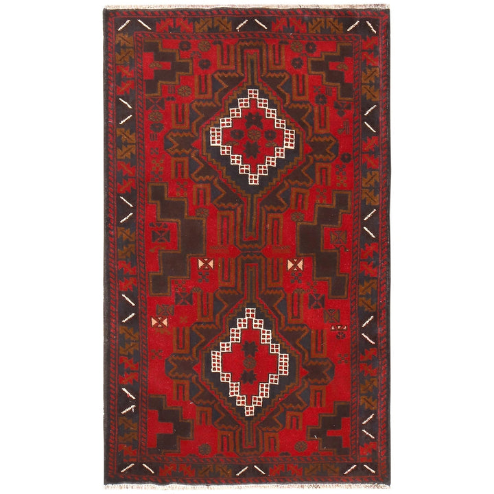 Afghan Baluchi Rug 3' 1" x 5' 2" Hand-Knotted | No. AL18743