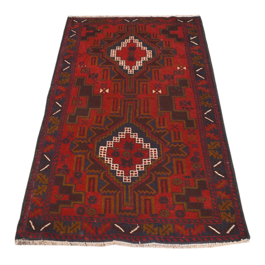 Afghan Baluchi Rug 3' 1" x 5' 2" Hand-Knotted | No. AL18743