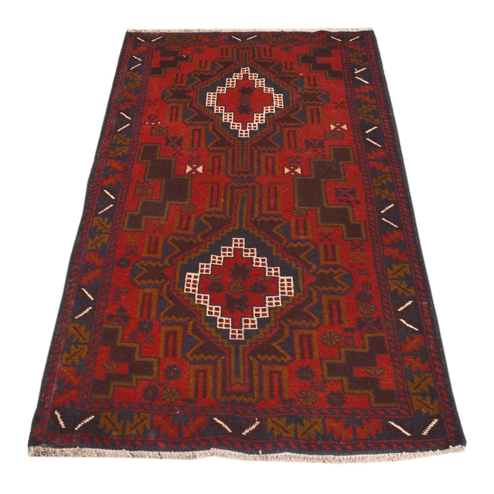 Afghan Baluchi Rug 3' 1" x 5' 2" Hand-Knotted | No. AL18743