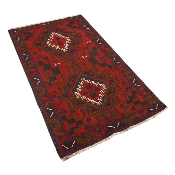 Afghan Baluchi Rug 3' 1" x 5' 2" Hand-Knotted | No. AL18743