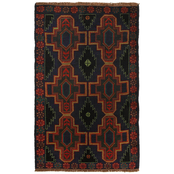 Afghan Baluchi Rug 3' 11" x 6' 3" Hand-Knotted | No. AL18760